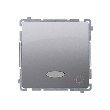 Przycisk "światło" z podświetleniem inox, metalizowany Basic Kontakt-Simon BMS1L24V.01/21