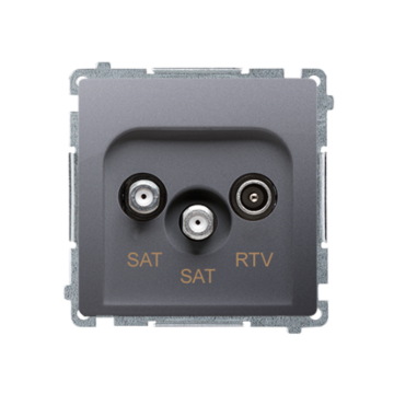 Gniazdo antenowe SAT-SAT-RTV podwójne inox Basic Kontakt-Simon BMZAR+SAT3.1-P2.01/21 Gniazdo antenowe SAT-SAT-RTV podwójne inox Basic Kontakt-Simon BMZAR+SAT3.1-P2.01/21