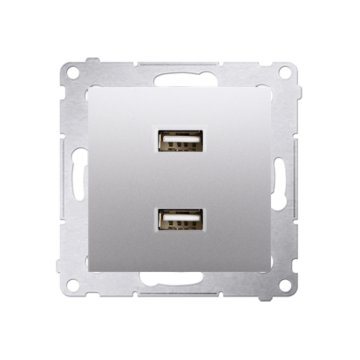 Ładowarka USB podwójna srebrny mat, metalizowany Simon54 Kontakt-Simon DC2USB.01/43