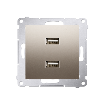 Ładowarka USB podwójna złoty mat, metalizowany Simon54 Kontakt-Simon DC2USB.01/44