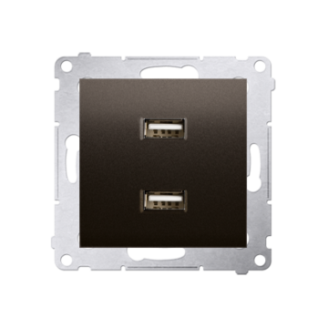 Ładowarka USB podwójna brąz mat, metalizowany Simon54 Kontakt-Simon DC2USB.01/46