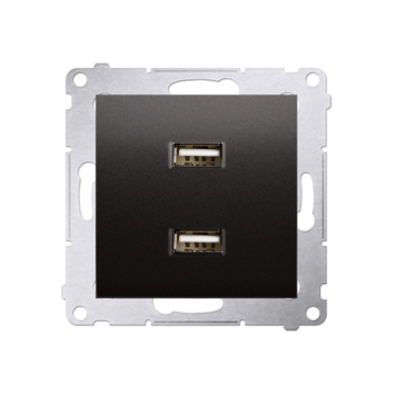 Ładowarka USB podwójna antracyt, metalizowany Simon54 Kontakt-Simon DC2USB.01/48