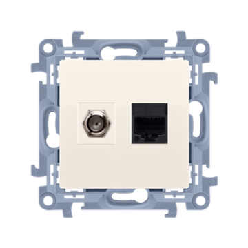 Gniazdo antenowe typu F + RJ45 kat.5e kremowy Simon10 Kontakt-Simon CASFRJ455.01/41