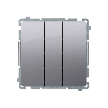 Włącznik potrójny z podświetleniem inox, metalizowany Basic Kontakt-Simon BMW31L.01/21