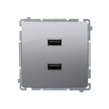 Ładowarka USB podwójna inox, metalizowany Basic Kontakt-Simon BMC2USB.01/21