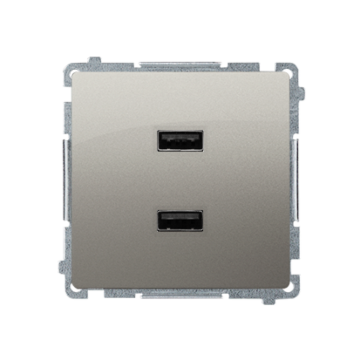 Ładowarka USB podwójna satynowy, metalizowany Basic Kontakt-Simon BMC2USB.01/29