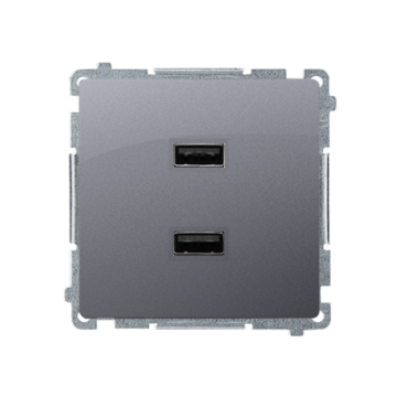 Ładowarka USB podwójna srebrny mat, metalizowany Basic Kontakt-Simon BMC2USB.01/43