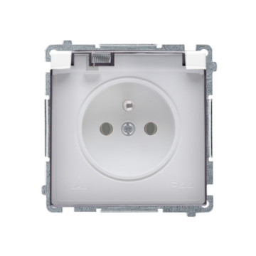 Gniazdo elektryczne pojedyncze z klapką biały IP44 Basic Kontakt-Simon BMGZ1BZ.01/11A