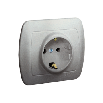 Gniazdo elektryczne pojedyncze SCHUKO aluminiowy, metalizowany Simon Akord Kontakt-Simon AGSZ1E/26