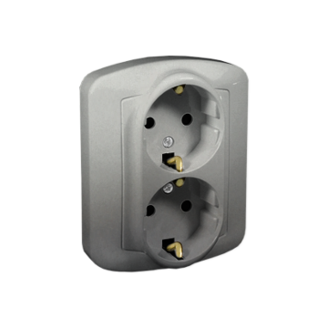 Gniazdo elektryczne podwójne SCHUKO aluminiowy, metalizowany Simon Akord Kontakt-Simon AGSZ2Z/26