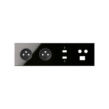 Panel 4-krotny 2 gniazda + HDMI + USB + TV/SAT+ RJ45 czarny Simon100 Kontakt-Simon 10020406-138