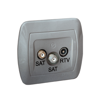 Gniazdo antenowe SAT-SAT-RTV podwójne aluminium Simon Akord Kontakt-Simon AZAR+SAT3.1-P2/26
