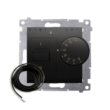 Regulator temperatury z czujnikiem zewnętrznym czarny mat Simon54 Kontakt-Simon DRT10Z.02/49