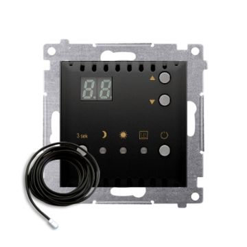 Regulator temperatury z wyświetlaczem i czujnikiem czarny mat Simon54 Kontakt-Simon DTRNSZ.01/49