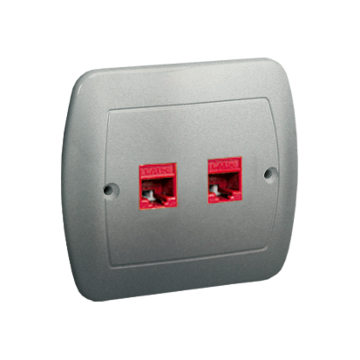 Gniazdo komputerowe podwójne RJ45 kat. 5e aluminium Simon Akord Kontakt-Simon AF52/26 Gniazdo komputerowe podwójne RJ45 kat. 5e aluminium Simon Akord Kontakt-Simon AF52/26