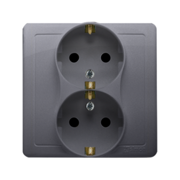 Gniazdo elektryczne podwójne SCHUKO stal inox Basic Kontakt-Simon BGSZ2Z/21