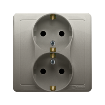 Gniazdo elektryczne podwójne SCHUKO satynowy, metalizowany Basic Kontakt-Simon BGSZ2Z/29