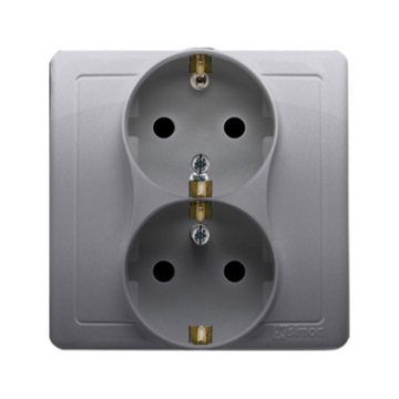 Gniazdo elektryczne podwójne SCHUKO srebrny mat, metalizowany Basic Kontakt-Simon BGSZ2/43
