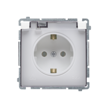 Gniazdo elektryczne poj. SCHUKO klapka biały IP20/IP44 Basic Kontakt-Simon BMGSZ1BZ.01/11A