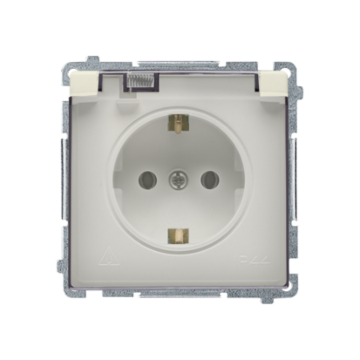 Gniazdo elektryczne poj. SCHUKO klapka beżowy IP20/IP44 Basic Kontakt-Simon BMGSZ1B.01/12A