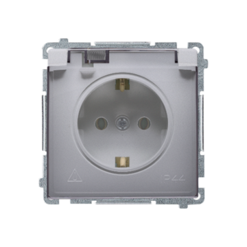 Gniazdo elektryczne poj. SCHUKO klapka stal inox IP20/IP44 Basic Kontakt-Simon BMGSZ1BZ.01/21A