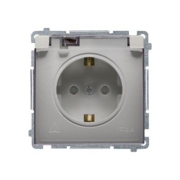 Gniazdo elektryczne poj. SCHUKO klapka satynowy IP20/IP44 Basic Kontakt-Simon BMGSZ1B.01/29A