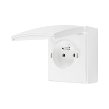 Gniazdo elektryczne pojedyncze z klapką biały IP44 Aquaclick Kontakt-Simon ACGZ1CZ/11