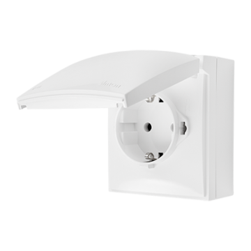 Gniazdo elektryczne poj. SCHUKO z klapką biały IP44 Aquaclick Kontakt-Simon ACGSZ1CZ/11