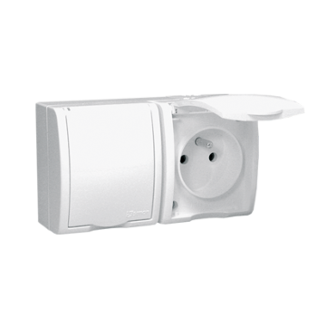 Gniazdo elektryczne podwójne klapka biały IP54 Simon Aquarius Kontakt-Simon AQGZ1-2Z/11