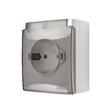 Gniazdo elektryczne poj. SCHUKO z klapką biały IP44 Aquaclick Kontakt-Simon ACGSZ1CZ/11A