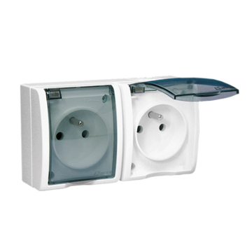 Gniazdo elektryczne podwójne klapka biały IP54 Simon Aquarius Kontakt-Simon AQGZ1-2Z/11A