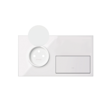 Panel 2-krotny IP44 1 gniazdo + 1 klawisz biały Simon100 Kontakt-Simon 10020192-130