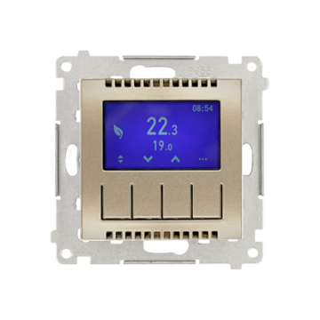 Regulator temperatury z wyświetlaczem złoty mat Simon54 Kontakt-Simon DETD1A.01/44