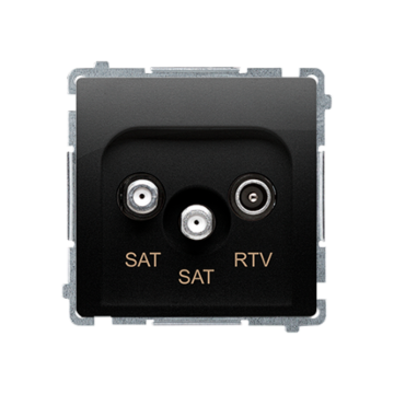 Gniazdo antenowe SAT-SAT-RTV podwójne czarny mat Basic Kontakt-Simon BMZAR+SAT3.1-P2.01/49 Gniazdo antenowe SAT-SAT-RTV podwójne czarny mat Basic Kontakt-Simon BMZAR+SAT3.1-P2.01/49