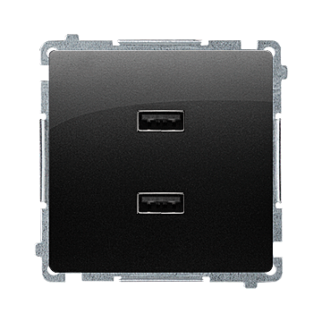 Ładowarka USB podwójna czarny mat Basic Kontakt-Simon BMC2USB.01/49