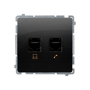 Gniazdo komputerowe RJ45 kat. 5e + telefoniczne RJ11 czarny mat Basic Kontakt-Simon BMF5T.02/49 Gniazdo komputerowe RJ45 kat. 5e + telefoniczne RJ11 czarny mat Basic Kontakt-Simon BMF5T.02/49