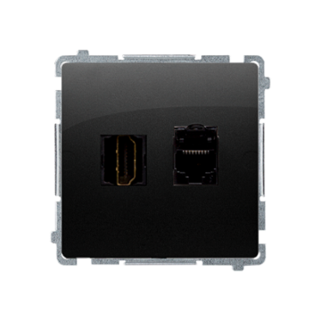 Gniazdo HDMI + komputerowe RJ45 kat.6. czarny mat Basic Kontakt-Simon BMGHRJ45.01/49