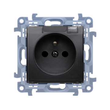 Gniazdo elektryczne pojedyncze z klapką czarny mat IP44 Simon10 Kontakt-Simon CGZ1BCUZ.01/49A