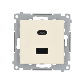 Ładowarka USB podwójna kremowy Simon54 Kontakt-Simon DEC2CAQ.01/41