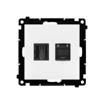 Gniazdo HDMI + komputerowe RJ45 kat.6. biały mat Simon55 Kontakt-Simon TGHRJ45.01/111
