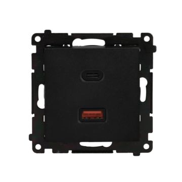 Ładowarka USB podwójna czarny mat Simon55 Kontakt-Simon TEC2CAQ.01/149