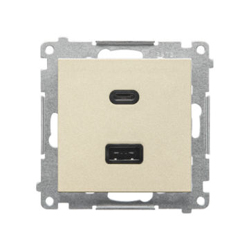 Ładowarka USB podwójna szampański mat Simon55 Kontakt-Simon TEC2CAQ.01/144