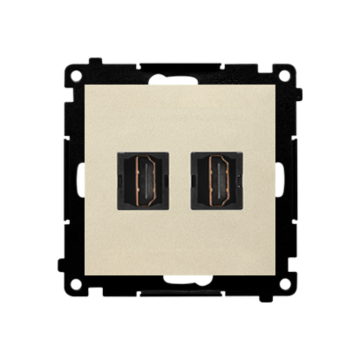 Gniazdo HDMI podwójne szampański mat Simon55 Kontakt-Simon TGHDMI2.01/144