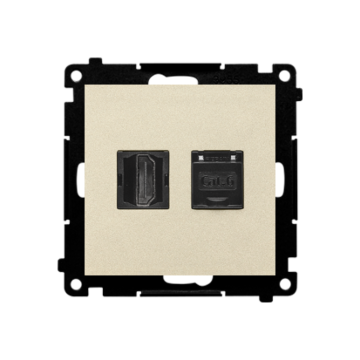 Gniazdo HDMI + komputerowe RJ45 kat.6. szampański mat Simon55 Kontakt-Simon TGHRJ45.01/144