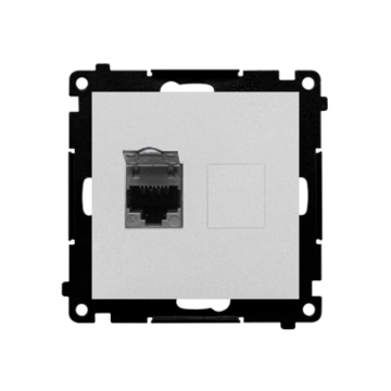 Gniazdo komputerowe pojedyncze RJ45 kat. 6 aluminium mat Simon55 Kontakt-Simon T61E.01/143