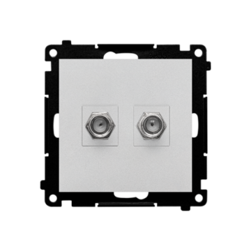 Gniazdo antenowe typu F podwójne aluminium mat Simon55 Kontakt-Simon TASF2.01/143