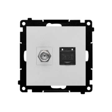 Gniazdo antenowe typ F + RJ45 kat. 6 aluminium mat Simon55 Kontakt-Simon TASFRJ45.01/143