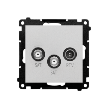 Gniazdo antenowe SAT-SAT-RTV podwójne aluminium mat Simon55 Kontakt-Simon TASK2.01/143