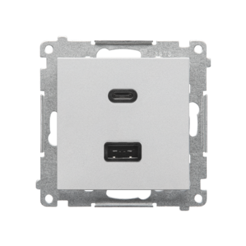 Ładowarka USB podwójna aluminium mat Simon55 Kontakt-Simon TEC2CAQ.01/143