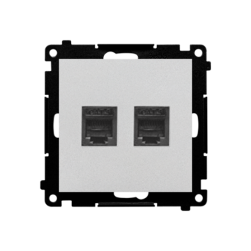 Gniazdo telefoniczne podwójne RJ12 aluminium mat Simon55 Kontakt-Simon TF2.01/143